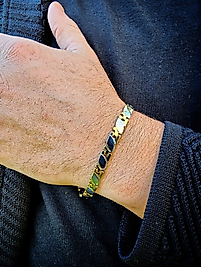 Erkek Çelik Bileklik Arpa Model Altın - Gümüş