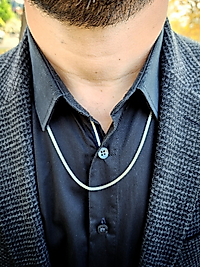 Erkek Spiral Çelik Kolye Gümüş