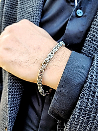 Erkek Kral Model Çelik Bileklik Gümüş