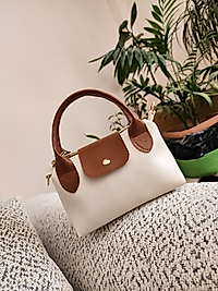 Deri askılı çanta ekru