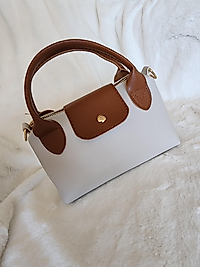 Deri askılı gri çanta