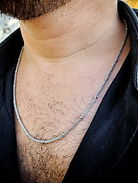 Erkek Spiral Bead Çelik Kolye Gümüş