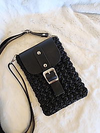 Siyah El Yapımı Telefon Çantası Unisex Model