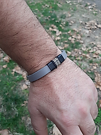 Erkek Deri Bileklik Mıknatıslı Kilit Kapama Gri