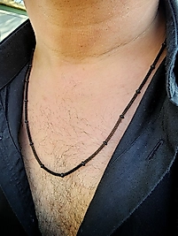 Erkek Spiral Bead Çelik Kolye Siyah