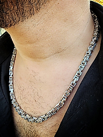 Erkek Kral Model Çelik Kolye Gümüş